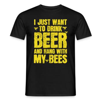 Beekeeper Gift Bees & Beer - Men's T-Shirt - black - Front - AI Model Male 178 light (178cm)