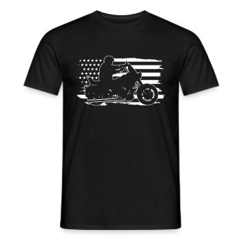 Moto Motard USA Drapeau Américain - T-shirt homme - noir - Devant - AI Model Male 178 light (178cm)