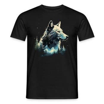 Wolf Berge Natur Geschenk - Männer T-Shirt - Schwarz - Vorne - AI Model Male 178 light (178cm)