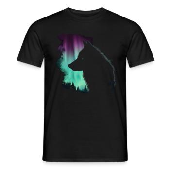 Wolf Aurora Nordlicht Geschenk - Männer T-Shirt - Schwarz - Vorne - AI Model Male 178 light (178cm)