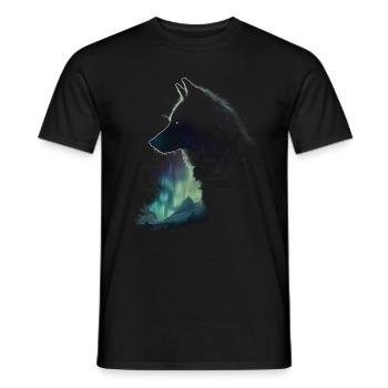 Wolf Northern Lights Finland Gift - Men's T-Shirt - black - Front - AI Model Male 178 light (178cm)