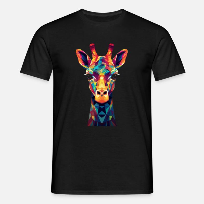 Giraffe Polygon Tier Geschenk - Männer T-Shirt - Schwarz