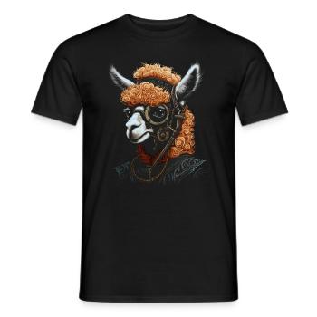 Lama Alpaka Steampunk Vintage Geschenk - Männer T-Shirt - Schwarz - Vorne - AI Model Male 178 light (178cm)