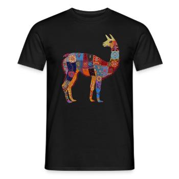 Lama Alpaka Vintage Peru Geschenk - Männer T-Shirt - Schwarz - Vorne - AI Model Male 178 light (178cm)