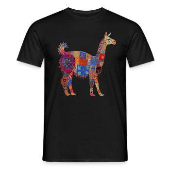 Lama Alpaka Vintage Geschenk - Männer T-Shirt - Schwarz - Vorne - AI Model Male 178 light (178cm)