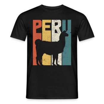 Peru Lama Alpaka Vintage Geschenk - Männer T-Shirt - Schwarz - Vorne - AI Model Male 178 light (178cm)