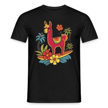 Lama Alpaka Surfer Geschenk - Männer T-Shirt - Schwarz - Vorne - AI Model Male 178 light (178cm)