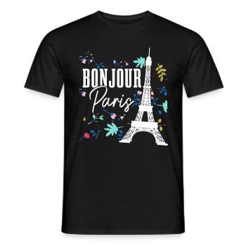 Paris, France, Tour Eiffel, Souvenir - T-shirt homme - noir - Devant - AI Model Male 178 light (178cm)