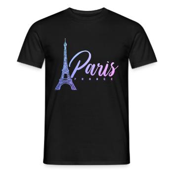 Paris, France, Tour Eiffel, Souvenir - T-shirt homme - noir - Devant - AI Model Male 178 light (178cm)