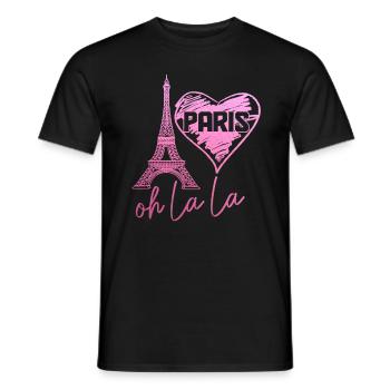 Paris, France, Tour Eiffel, Souvenir - T-shirt homme - noir - Devant - AI Model Male 178 light (178cm)