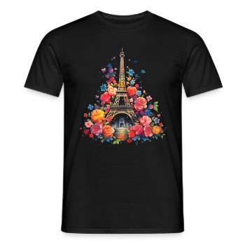Paris, France, Tour Eiffel, Souvenir - T-shirt homme - noir - Devant - AI Model Male 178 light (178cm)