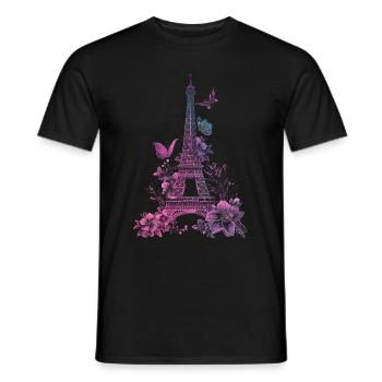 Paris, France, Tour Eiffel, Souvenir - T-shirt homme - noir - Devant - AI Model Male 178 light (178cm)