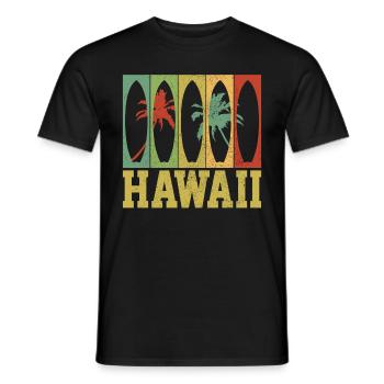 Souvenir de surfeur Aloha d’Hawaï - T-shirt homme - noir - Devant - AI Model Male 178 light (178cm)
