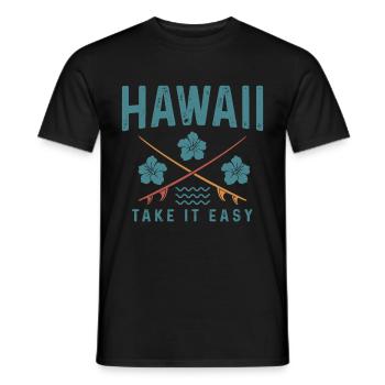 Souvenir de surfeur Aloha d’Hawaï - T-shirt homme - noir - Devant - AI Model Male 178 light (178cm)