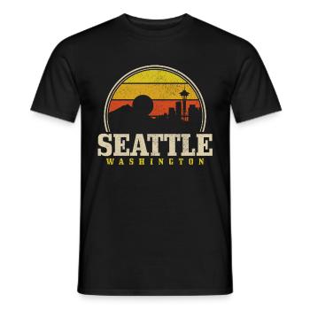 Seattle Washington Souvenir Geschenk - Männer T-Shirt - Schwarz - Vorne - AI Model Male 178 light (178cm)