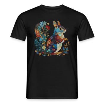 Squirrel Flowers Vintage - Men's T-Shirt - black - Front - AI Model Male 178 light (178cm)