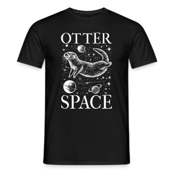 Otter Space Funny Otter Astronaut - Men's T-Shirt - black - Front - AI Model Male 178 light (178cm)