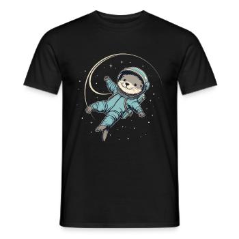 Otter Space Funny Otter Astronaut - Men's T-Shirt - black - Front - AI Model Male 178 light (178cm)