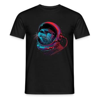 Otter Space Funny Otter Astronaut - Men's T-Shirt - black - Front - AI Model Male 178 light (178cm)