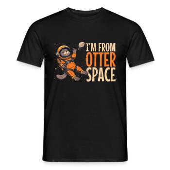 Otter Space Funny Otter Astronaut - Men's T-Shirt - black - Front - AI Model Male 178 light (178cm)