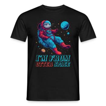 Otter Space Funny Otter Astronaut - Men's T-Shirt - black - Front - AI Model Male 178 light (178cm)