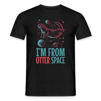 Otter Space Funny Otter Astronaut - Men's T-Shirt - black - Front - AI Model Male 178 light (178cm)