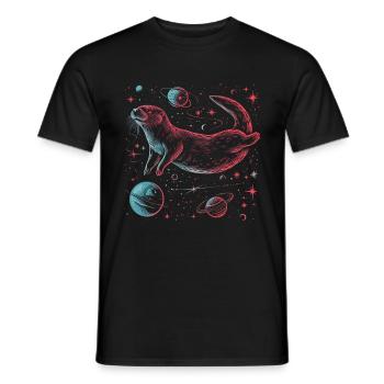 Otter Space Funny Otter Astronaut - Men's T-Shirt - black - Front - AI Model Male 178 light (178cm)