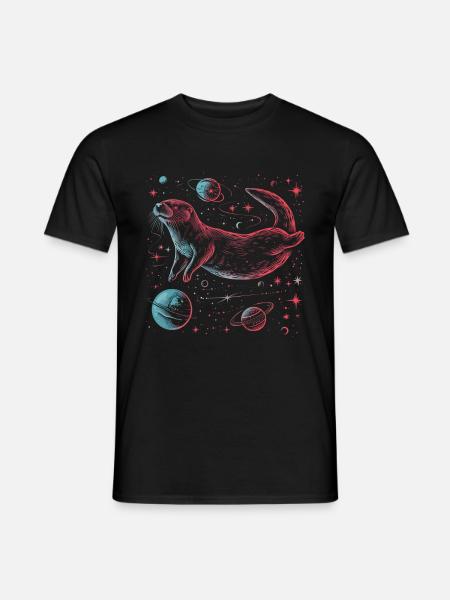Otter Space Funny Otter Astronaut - Men's T-Shirt - black
