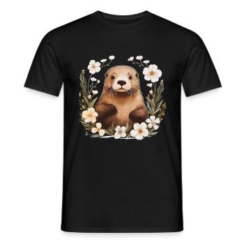 Otter Lustig Geschenk - Männer T-Shirt - Schwarz - Vorne - AI Model Male 178 light (178cm)