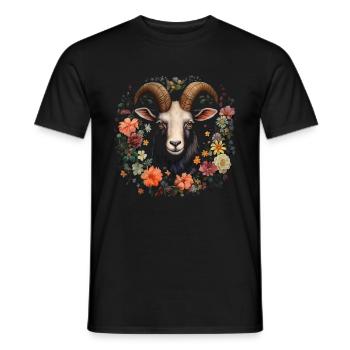 Cadeau floral de chèvre - T-shirt homme - noir - Devant - AI Model Male 178 light (178cm)