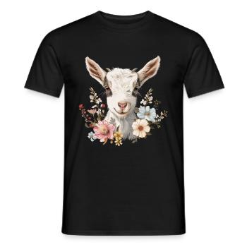 Cadeau floral de chèvre - T-shirt homme - noir - Devant - AI Model Male 178 light (178cm)