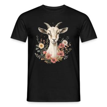 Cadeau floral de chèvre - T-shirt homme - noir - Devant - AI Model Male 178 light (178cm)