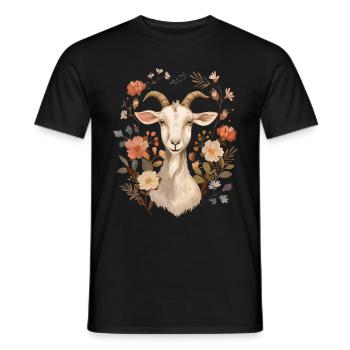 Cadeau floral de chèvre - T-shirt homme - noir - Devant - AI Model Male 178 light (178cm)