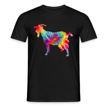 Chèvre Tie Dye cadeau - T-shirt homme - noir - Devant - AI Model Male 178 light (178cm)