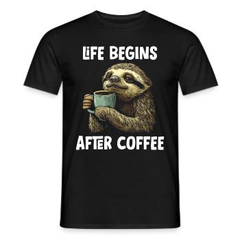 Sloth Coffee Funny Gift - Men's T-Shirt - black - Front - AI Model Male 178 light (178cm)