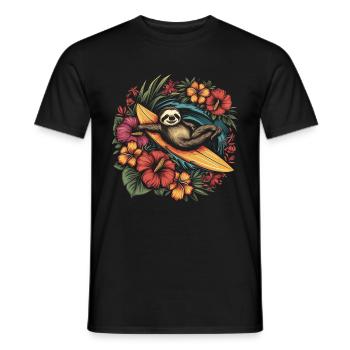 Paresseux surfeur drôle cadeau - T-shirt homme - noir - Devant - AI Model Male 178 light (178cm)