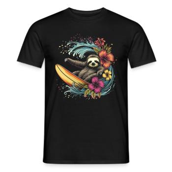 Paresseux surfeur drôle cadeau - T-shirt homme - noir - Devant - AI Model Male 178 light (178cm)