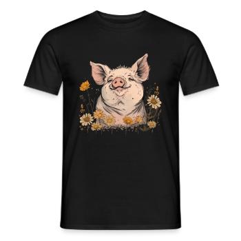 Schwein Lustig Bauer Landwirt Geschenk - Männer T-Shirt - Schwarz - Vorne - AI Model Male 178 light (178cm)
