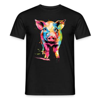 Schwein Lustig Bauer Landwirt Geschenk - Männer T-Shirt - Schwarz - Vorne - AI Model Male 178 light (178cm)