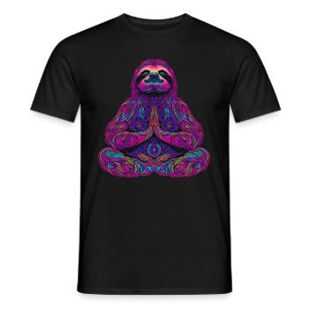Sloth Yoga Meditation Funny Gift - Men's T-Shirt - black - Front - AI Model Male 178 light (178cm)