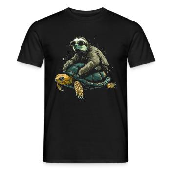 Sloth Turtle Funny Gift - Men's T-Shirt - black - Front - AI Model Male 178 light (178cm)