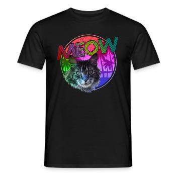 Cat Retro Funny Gift - Men's T-Shirt - black - Front - AI Model Male 178 light (178cm)