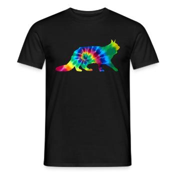 Chat Maine Coon Tie Dye - T-shirt homme - noir - Devant - AI Model Male 178 light (178cm)