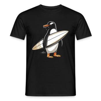 Surfer Pinguin Geschenk Vintage Surfen - Männer T-Shirt - Schwarz - Vorne - AI Model Male 178 light (178cm)