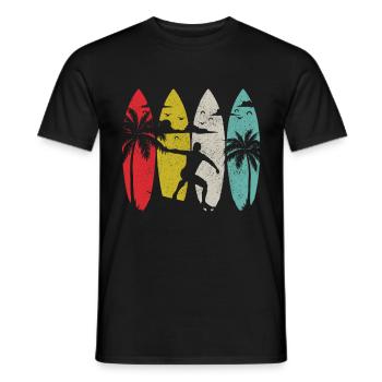 Surfing Vintage Surfer Gift - Men's T-Shirt - black - Front - AI Model Male 178 light (178cm)