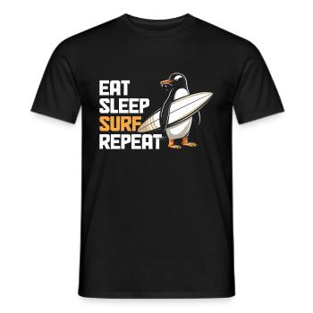 Surfen Eat Sleep Pinguin Surfer Geschenk - Männer T-Shirt - Schwarz - Vorne - AI Model Male 178 light (178cm)