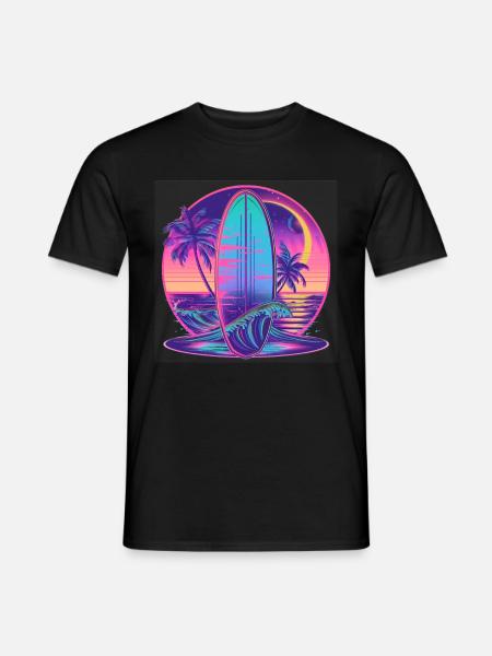 Surf Retro Wave Surfer Cadeau - T-shirt homme - noir