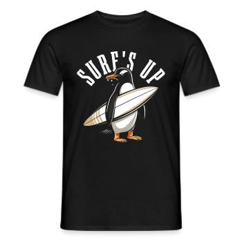 Pinguin Surfen Surfer Lustig Geschenk - Männer T-Shirt - Schwarz - Vorne - AI Model Male 178 light (178cm)