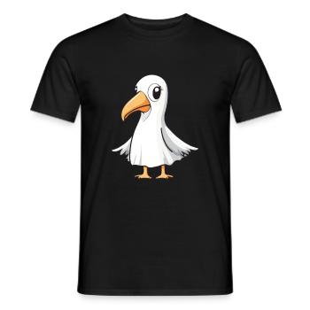 Pélican oiseau Halloween bande dessinée fantôme - T-shirt homme - noir - Devant - AI Model Male 178 light (178cm)