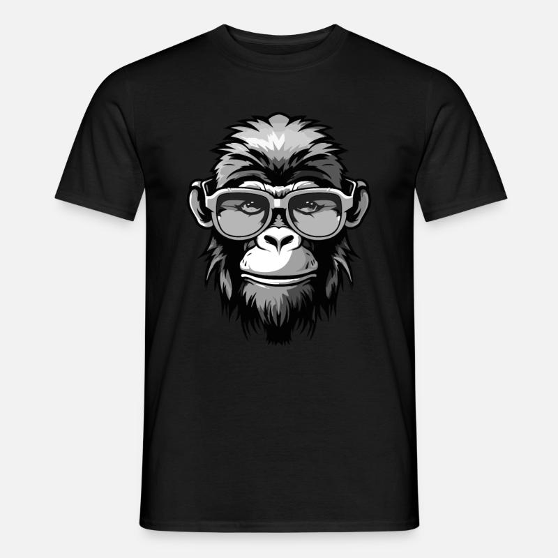 Affe Hipster Cool Party - Männer T-Shirt - Schwarz